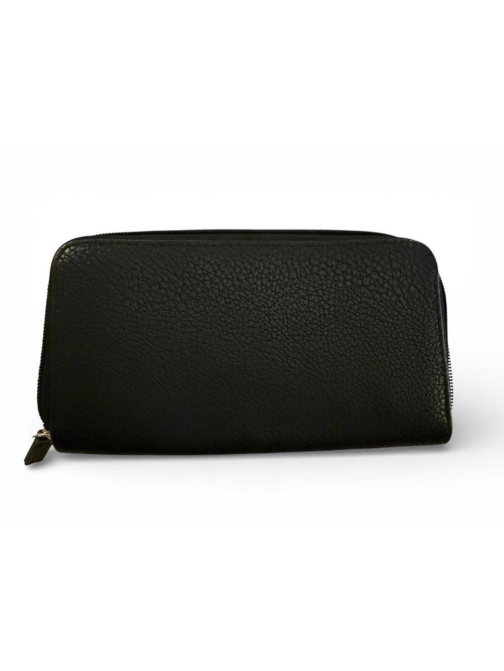 Black Zip-Around Leather Wallet